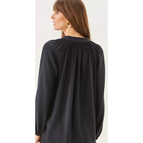 Lilly Pulitzer Black Silk Elisa Long Sleeve Blouse Top M - Picture 2 of 7